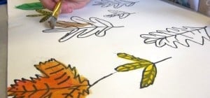 Painting Leaves-- 1st grade
