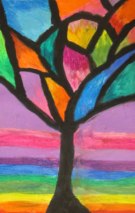 Abstract Oil Pastel Trees- 4th/5th grade