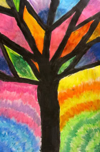 Abstract Oil Pastel Trees- 4th/5th grade