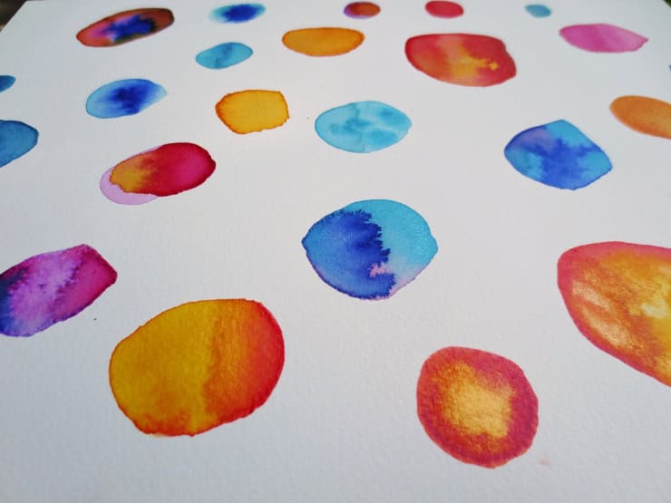 watercolor circles close up