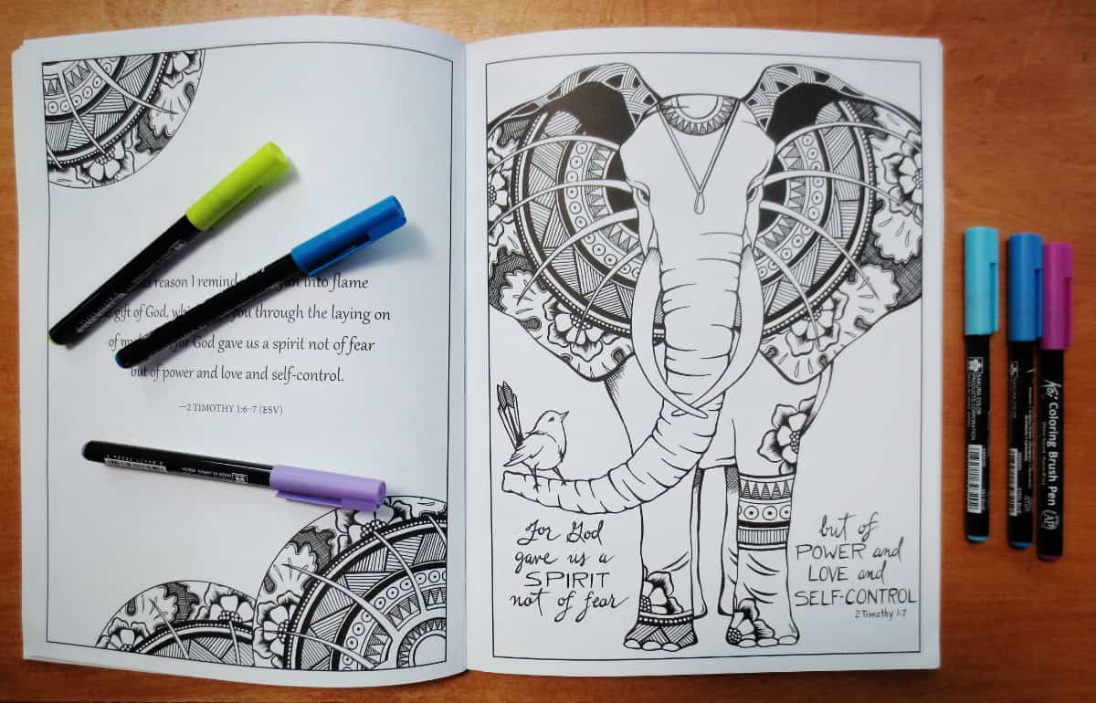 Elephant Coloring Page in Book (1200x770)